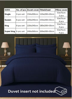 MAXQON 6-Piece Duvet Cover Set – Includes 1 Duvet Cover, 1 Fitted Sheet & 4 Pillowcases – King/Queen/Single Sizes, Color Navy blue  - Image 4