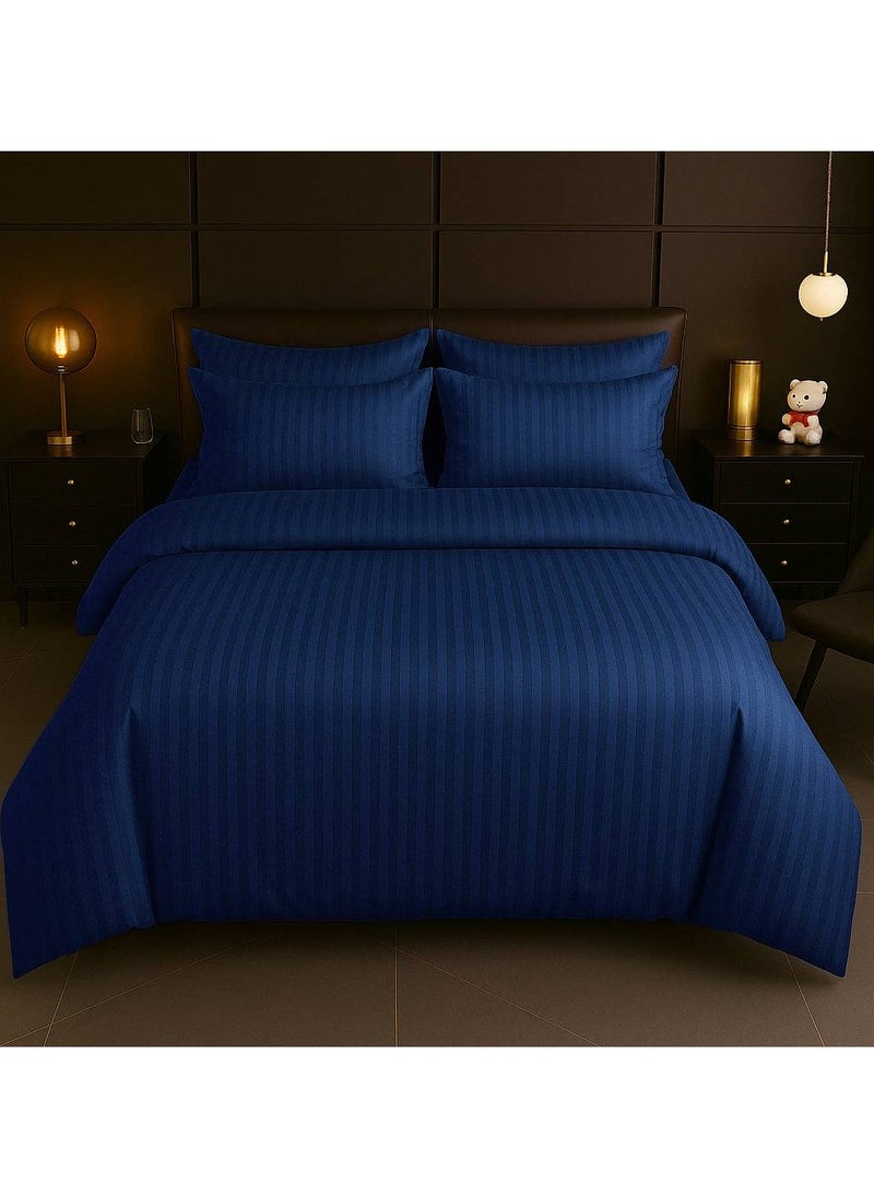 MAXQON 6-Piece Duvet Cover Set – Includes 1 Duvet Cover, 1 Fitted Sheet & 4 Pillowcases – King/Queen/Single Sizes, Color Navy blue  - Image 1