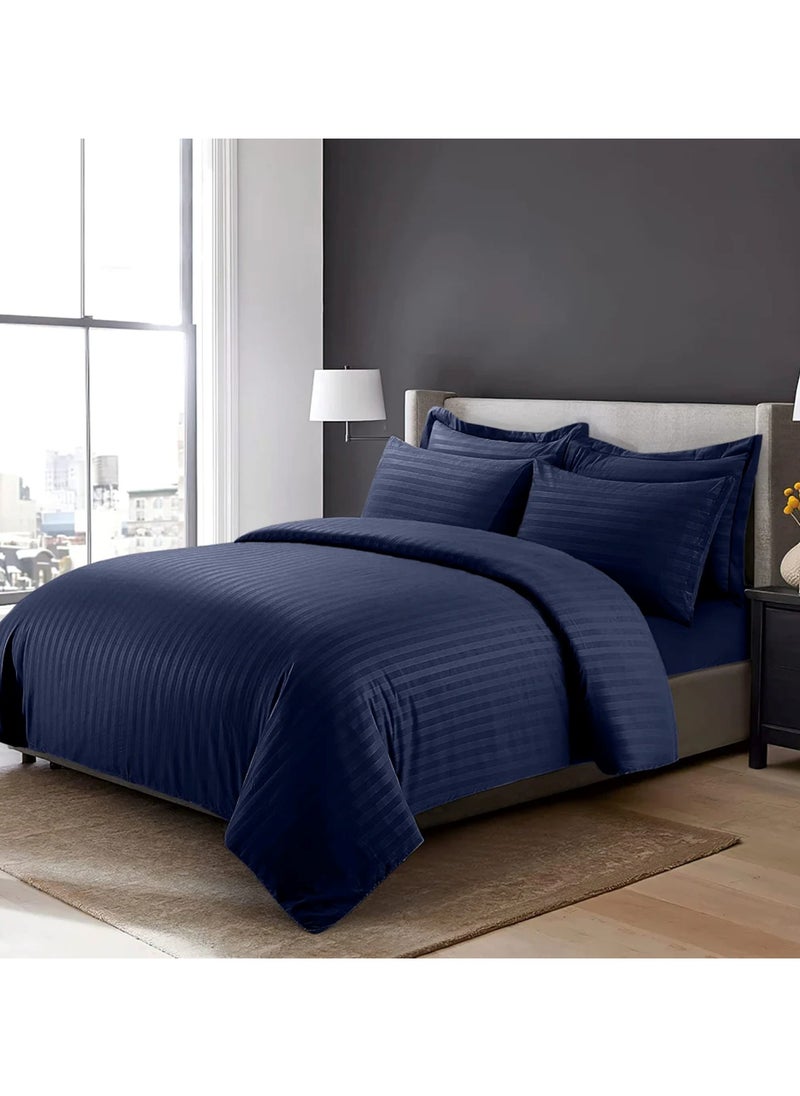 MAXQON 6-Piece Duvet Cover Set – Includes 1 Duvet Cover, 1 Fitted Sheet & 4 Pillowcases – King/Queen/Single Sizes, Color Navy blue  - Image 2