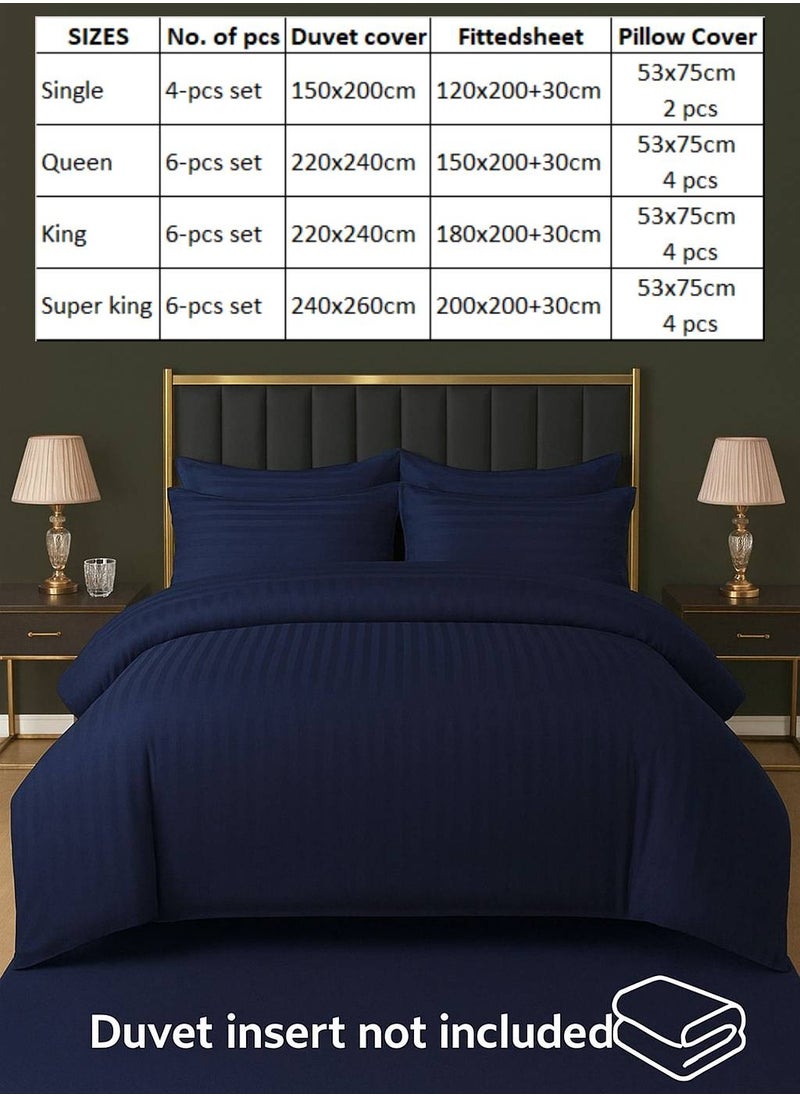 MAXQON 6-Piece Duvet Cover Set – Includes 1 Duvet Cover, 1 Fitted Sheet & 4 Pillowcases – King/Queen/Single Sizes, Color Navy blue  - Image 4