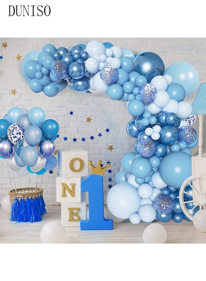 DUNISO Blue Balloons Garland Arch Kit 106 Pcs 5/10/12/18 Inch Blue Latex Balloons Set For Baby Shower Wedding Birthday Party Background Decorations School Opening Ceremony - Image 3