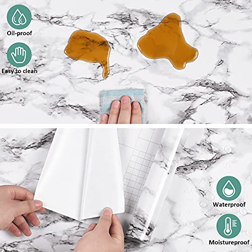 Caltero Marble Peel and Stick Wallpaper, Glossy Marble Contact Paper, 15.7" x 472", Black, White, Grey for Countertop, Kitchen Cabinets, Bathroom - Image 4