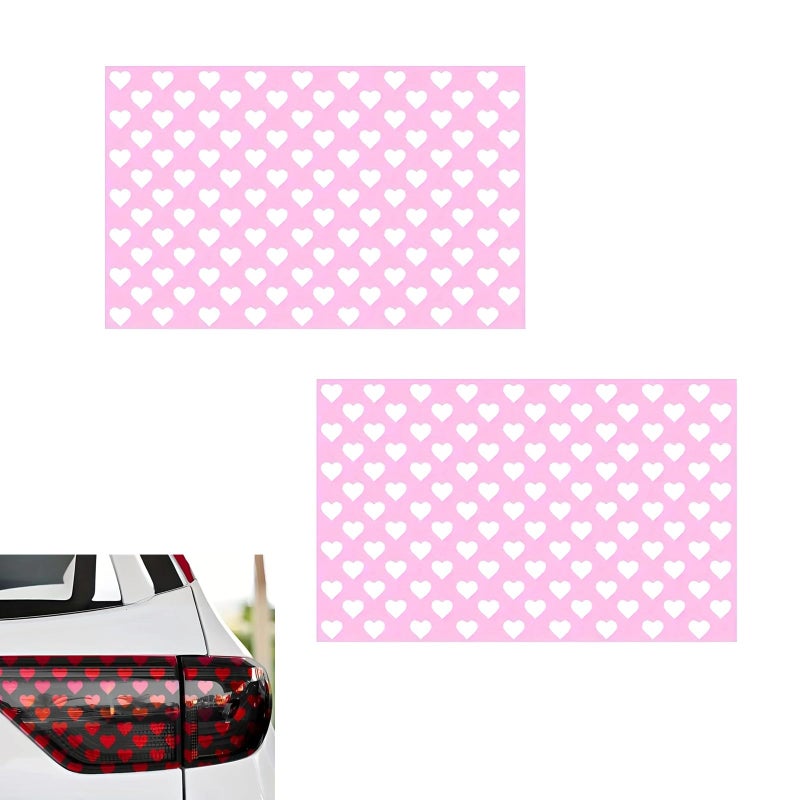 Qurbuns 2 PCS Car HeartShaped Car Taillight Stickers Creative Waterproof Rear Tail Light Tint Film SelfAdhesive DIY Stickers Funny Taillight Cover Trim Universal for Most Cars Pink - Image 3
