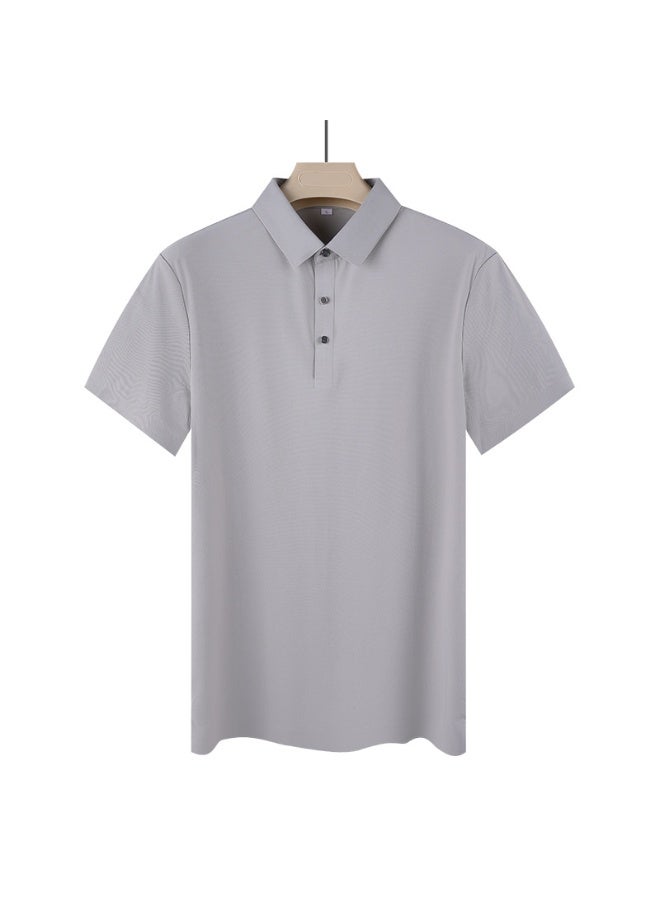 Men's Summer Fashionable Comfortable Classic Simple Polo Shirt Pure Color Collar Youth Breathable Casual Short Sleeve T-shirt - Image 1