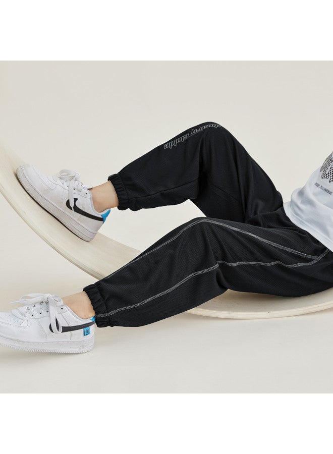 Smooth And Non-sticky】children's Summer Lightweight Drape Mosquito-repellent Long Pants, Boys' Breathable Mesh Sports Pants - Image 3