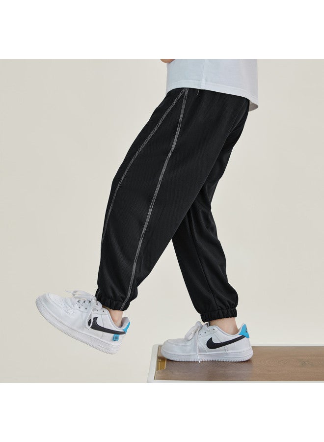 Smooth And Non-sticky】children's Summer Lightweight Drape Mosquito-repellent Long Pants, Boys' Breathable Mesh Sports Pants - Image 5