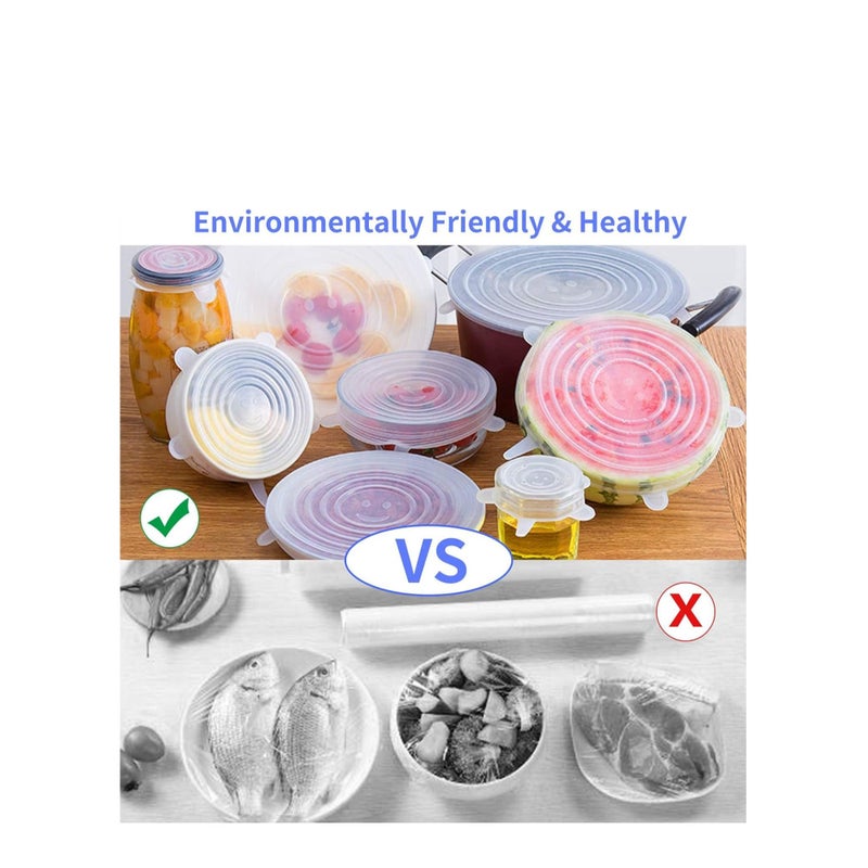 Zikra Silicone Stretch Lids, Miracle Lids, Reusable Silicone Lids With Hanging Holes Fit Round & Square Bowls, Various Sizes Silicone Bowl Covers Keeping Food Fresh Freezer Safe (12Pack) - Image 5