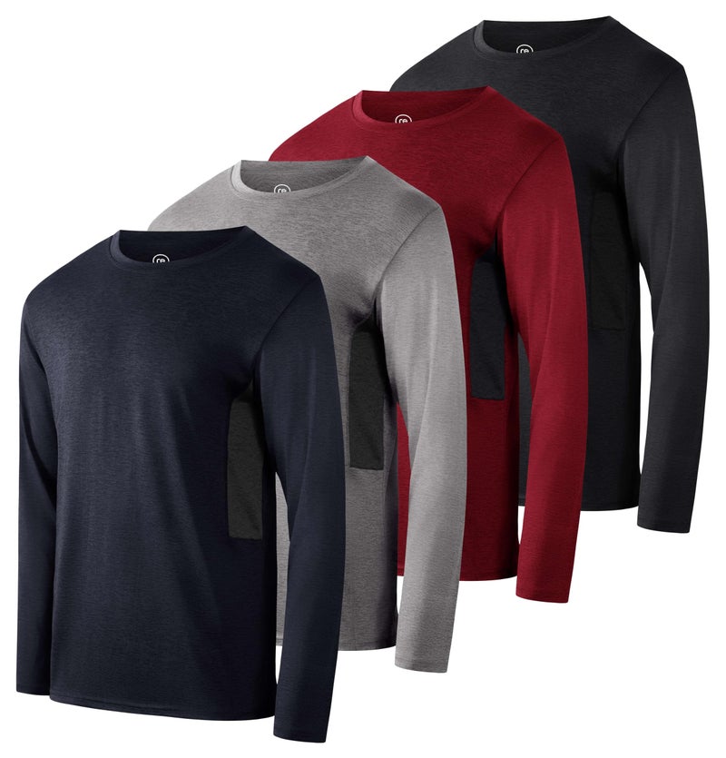 Real Essentials 4 Pack Boys Youth DryFit Moisture Wicking Active Athletic Performance LongSleeve TShirt Set 5 Medium 810