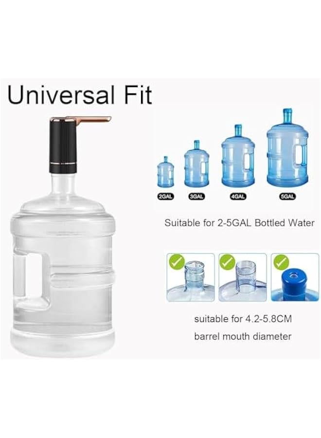 Foldable Electric Water Dispenser Bottle Pump,Portable Drinking Water Pump for Universal 2-5 Gallon Bottle, USB Charging Drinking Water Dispenser for Camping, Kitchen (Black) - Image 2