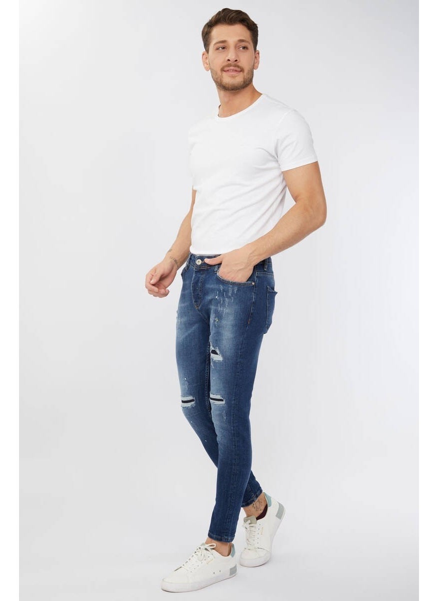 Men's Skinny Ripped Patch Detailed Jean Dark Blue - pzsku/ZAA070745278C521201D3Z/45/_/1730355957/8c7a25c9-666a-47af-804b-de7b8b8ec4cb