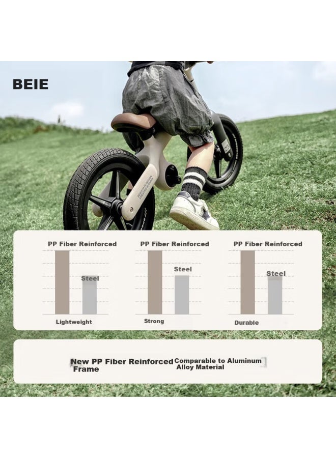 Beie Artist Children's Balance Bike Adjustable Seat 2-6 Years Old Baby Glide Learning Walker Mother Of Pearl Gray New Year Gift - Image 3