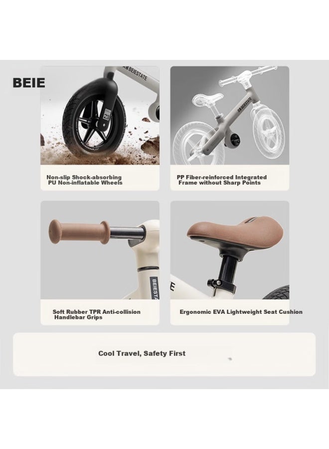 Beie Artist Children's Balance Bike Adjustable Seat 2-6 Years Old Baby Glide Learning Walker Mother Of Pearl Gray New Year Gift - Image 2