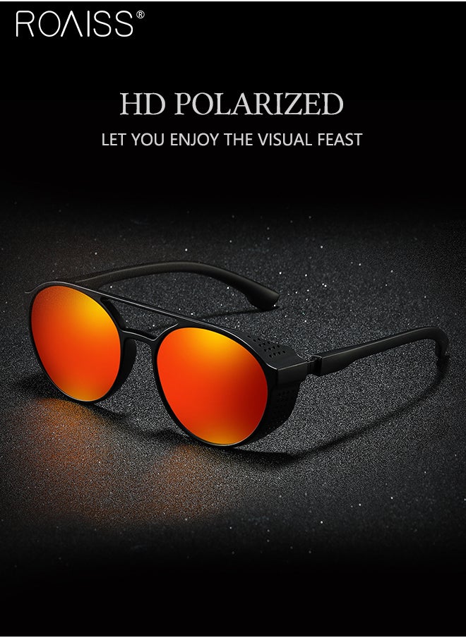 roaiss - Men's Polarized Round Sunglasses, UV400 Protection Sun Glasses with PC Frame, Fashion Anti-Glare Sun Shades for Men Driving, Fishing, Traveling, Cycling, Red Lens - Image 1