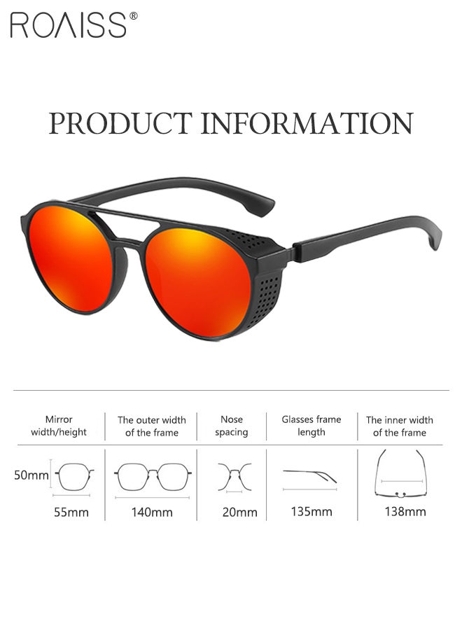 roaiss - Men's Polarized Round Sunglasses, UV400 Protection Sun Glasses with PC Frame, Fashion Anti-Glare Sun Shades for Men Driving, Fishing, Traveling, Cycling, Red Lens - Image 1