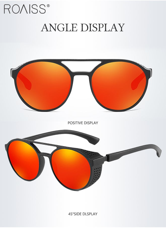 roaiss - Men's Polarized Round Sunglasses, UV400 Protection Sun Glasses with PC Frame, Fashion Anti-Glare Sun Shades for Men Driving, Fishing, Traveling, Cycling, Red Lens - Image 1