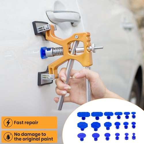 Sigoobal Dent Puller Kit, 55pcs Paintless Dent Removal Kit with Golden Lifter, Bridge Puller, Suction Cup and Glue Gun for Car Dent Remove, Dent Puller Tools for Car Refrigerator Door Ding Repair - Image 3