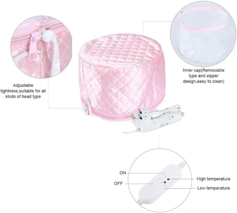 TEGRILO Women's Hair Care Thermal Head Spa Cap, Electric Hair Shower Cap, Heated Cap for Home Hair Care (Pink) - Image 2