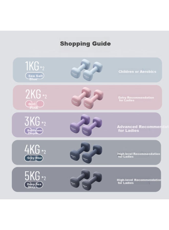 Lexi Small Dumbbell Plastic-coated Women's Home Arm Exercise Set, Yaling Iron Back Home Fitness Kit, Rose Purple 2kg*2 Pieces - Image 3