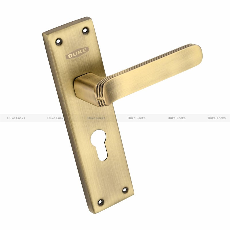 DUKE Mortice Door Handle Set Brass Finish| Brass Bolt Lock Body |Brass Cylinder with Knob | Brass Computerised Keys |MH1015 BA CY OSK| Premium Mortice Handle | Complete Installation Kit - Image 4