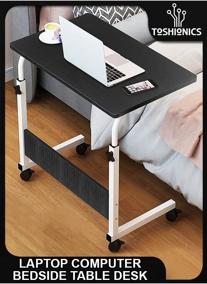 Toshionics - Height Adjustable Laptop Desk Portable Computer Table Mobile Work Desk Station Overbed Rolling Laptop Table  Multipurpose Workstation Study Table for Home Office Moveable Desk for Laptop Coffee Table Sofa Side Snack Table with Wheels - Image 1