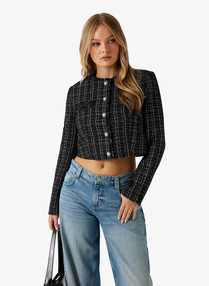 GUESS Sandra Tweed Buttoned Cardigans