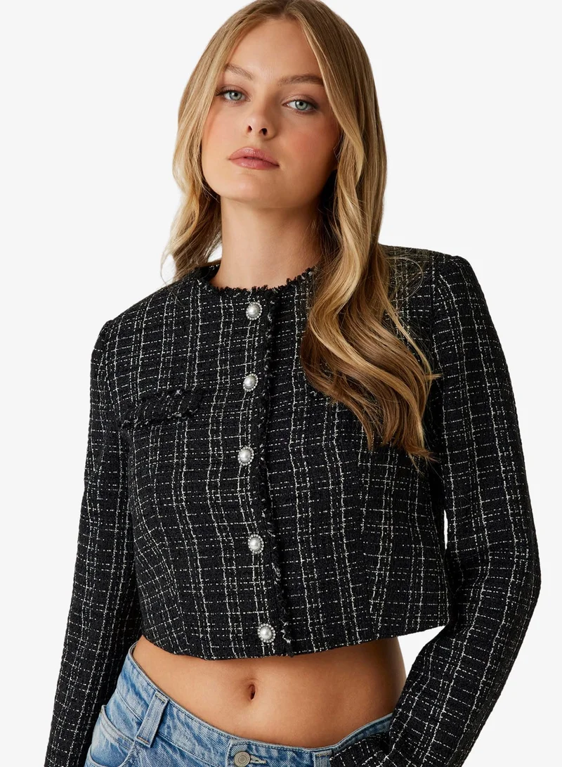 GUESS Sandra Tweed Buttoned Cardigans