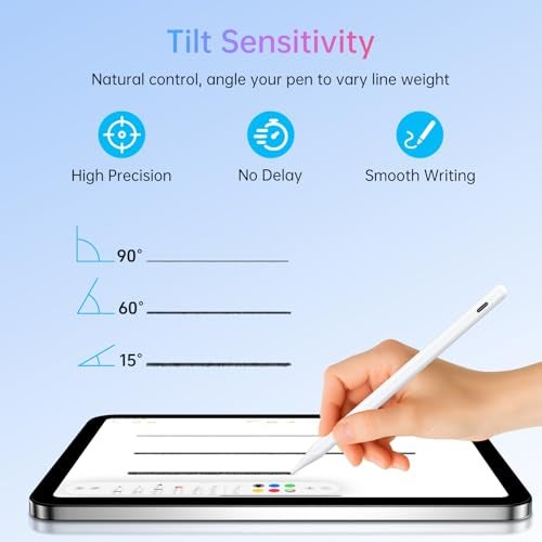 ANYQOO Stylus Pen for iPad 11th Generation,15H Working Time Tilt Sensitivity Palm Rejection Pencil for 2018-2025 iPad A16 11/10/9/8/7/6th, Pro 11"/12.9"/13 inch M4, Air 3/4/5/M2/M3, Mini 5/6/7/A17 Pro - Image 5