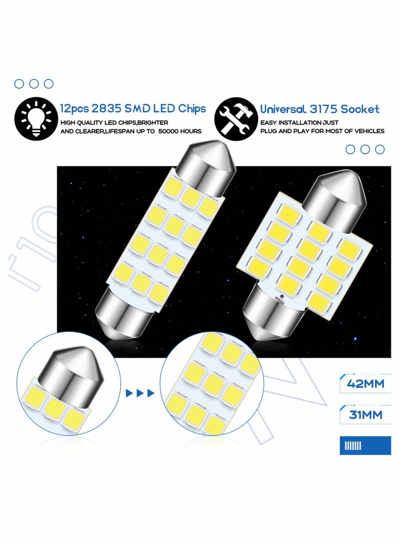 Excefore 24 Pieces Dome Light Bulbs LED Car Bulb Kit Set T10 31 mm 42 mm LED Festoon Bulbs Interior LED Interior Replacement Bulbs for Car Map Door Courtesy(White) - Image 4
