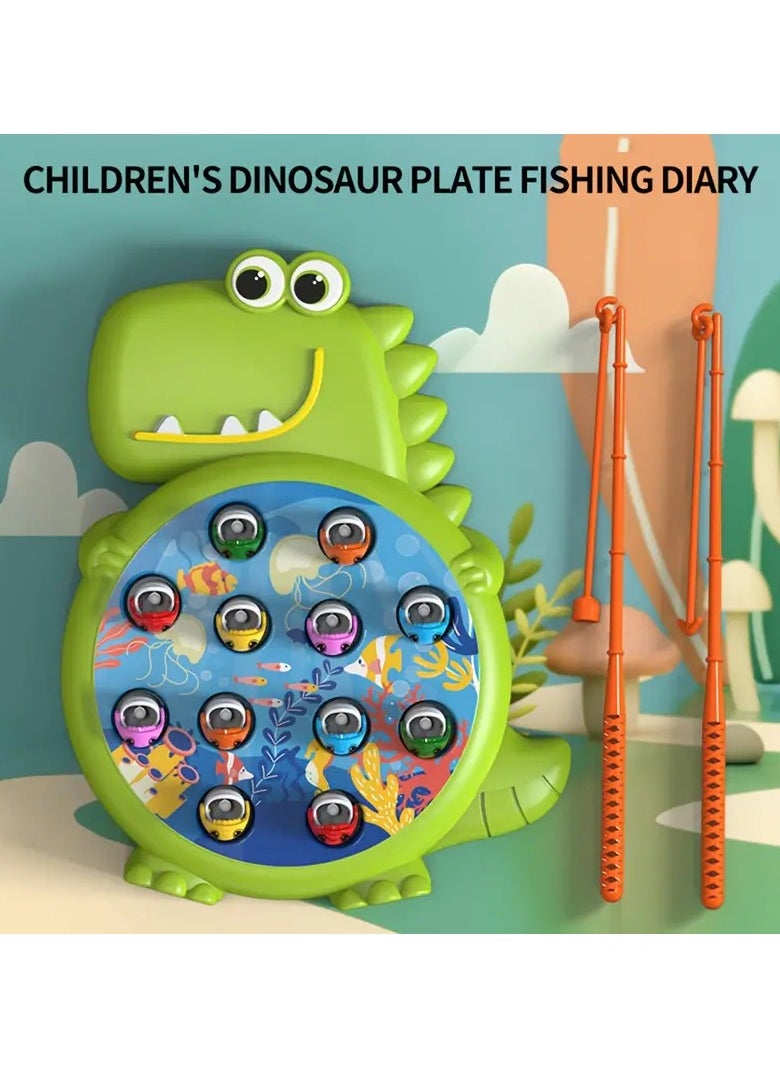 Goolsky Dinosaur Fishing Plate Toy, Weak Magnetic Fishing Toy, Children's Puzzle Toy, Non-Charged Fishing Toy, Fishing Parent-child Plate, Suction Hook, Holiday Gift (accessory Rod And Fish Random Style)  - Image 3