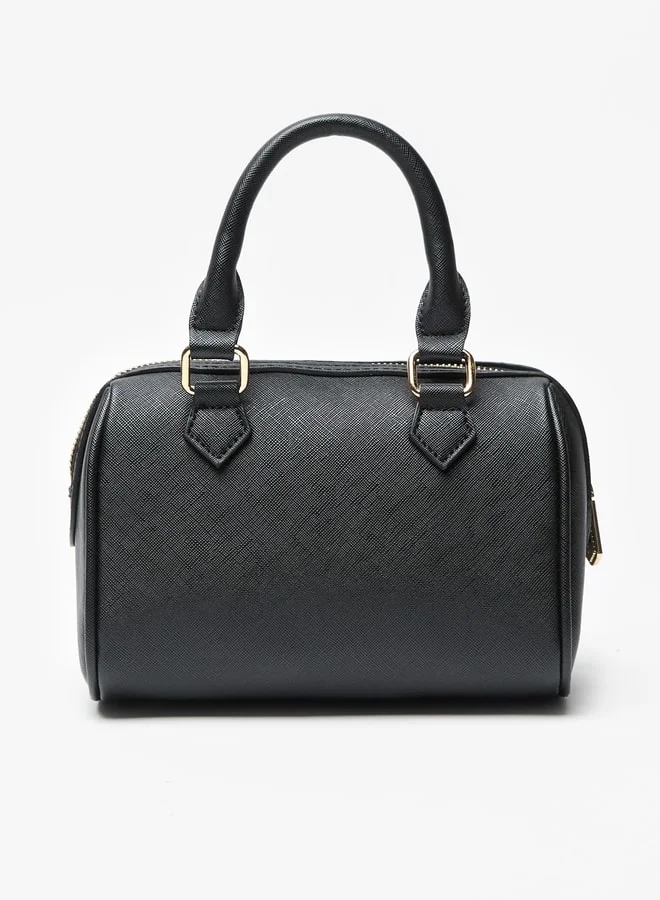 Flora Bella By Shoexpress All-Over Monogram Print Duffel Bag with Detachable Strap