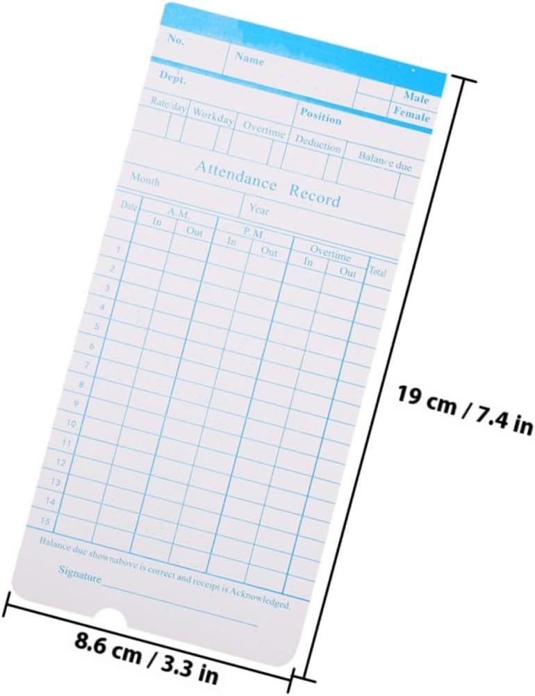 190 Sheets Double-Sided Punch Cards for Employees Timecard Sheets Weekly Monthly Attendance Cards Paper for Office Use - Image 2