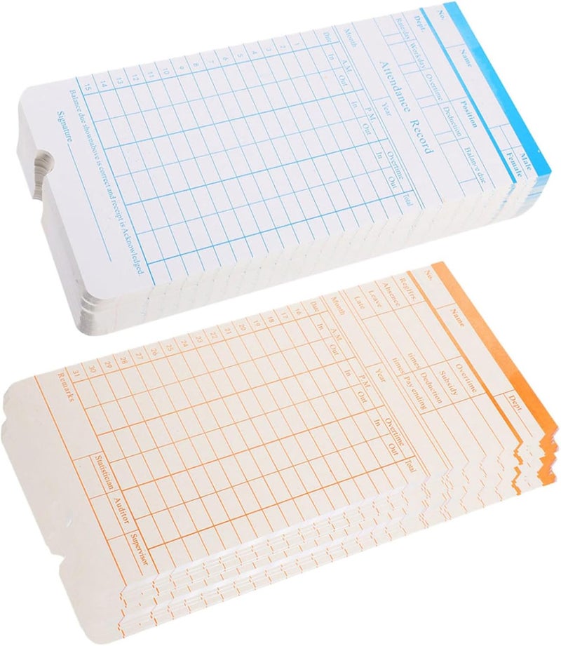 190 Sheets Double-Sided Punch Cards for Employees Timecard Sheets Weekly Monthly Attendance Cards Paper for Office Use - Image 1