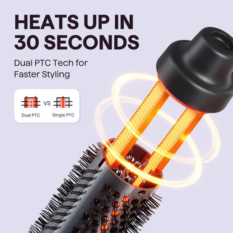 Wavytalk Thermal Brush, 1 1/2 inch Heated Round Brush with Detachable Head, Velvet Pouch and Dual Voltage for Travel, Easy to Create Blowout Look, Classic Black - Image 4