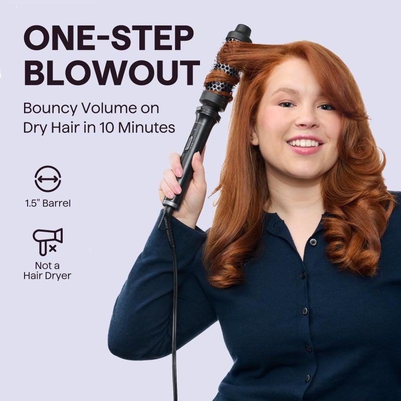 Wavytalk Thermal Brush, 1 1/2 inch Heated Round Brush with Detachable Head, Velvet Pouch and Dual Voltage for Travel, Easy to Create Blowout Look, Classic Black - Image 2