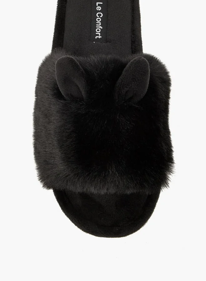 Le Confort Black Women Ear Applique Bedroom Slippers for Women | Best Price UAE