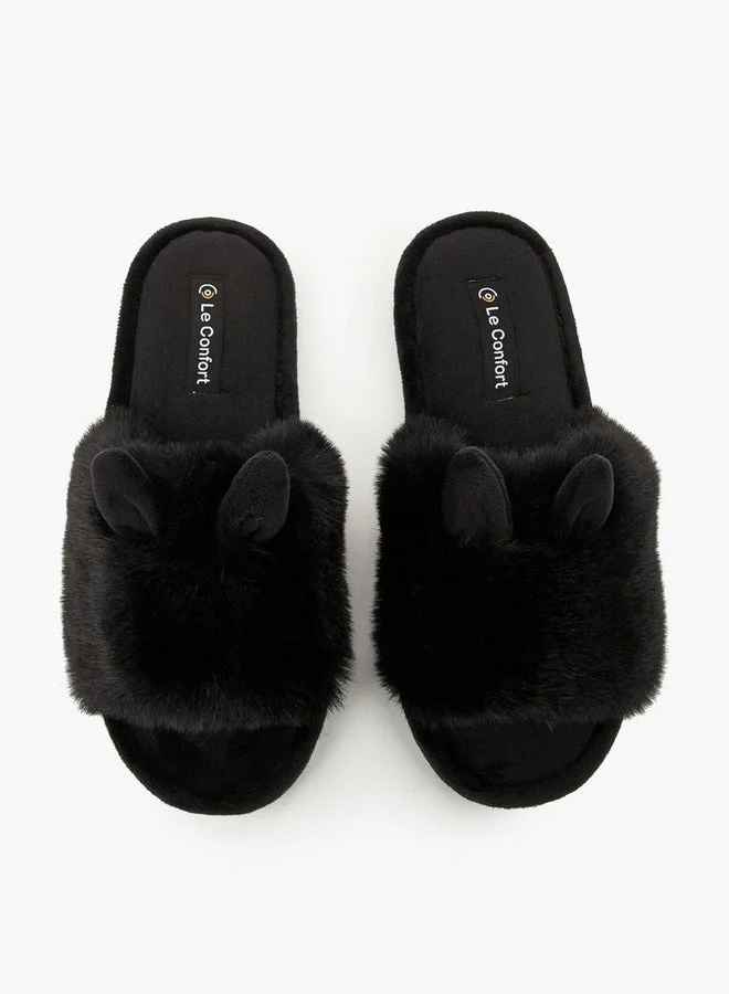 Le Confort Black Women Ear Applique Bedroom Slippers for Women | Best Price UAE