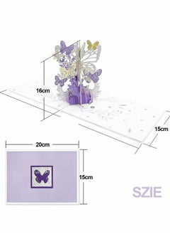 Y&D Pop Up Card, Purple Butterfly Birthday Card Flower Basket 3D Greeting Cards  - Image 5