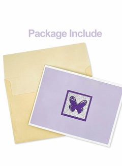Y&D Pop Up Card, Purple Butterfly Birthday Card Flower Basket 3D Greeting Cards  - Image 4