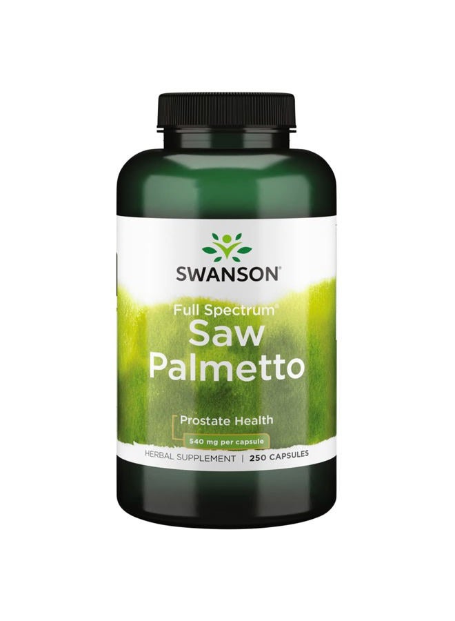SWANSON مكمل الأعشاب ساو بالميتو لصحة البروستاتا للرجال مكمل الشعر صحة المسالك البولية 540 ملغ 250 كبسولة - Image 1