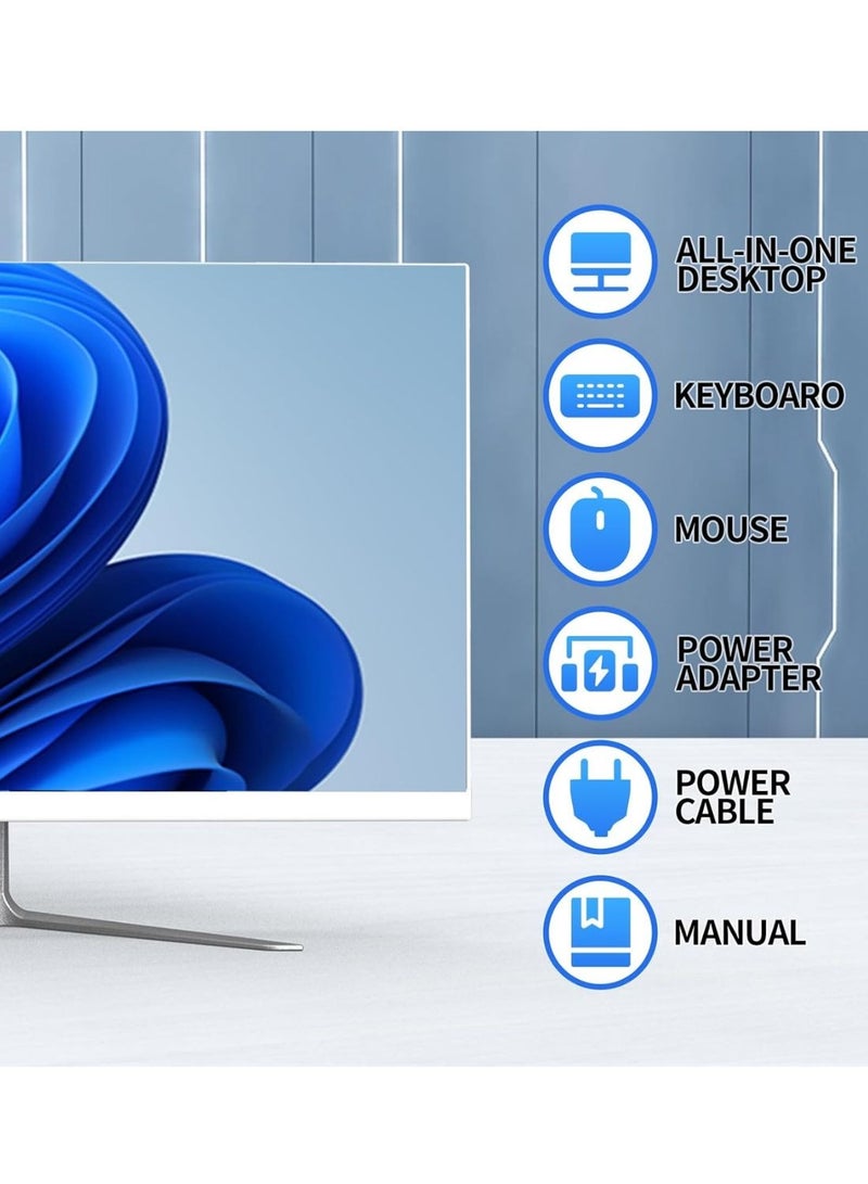 بيسري كمبيوتر مكتبي 2025 الكل في واحد، شاشة FHD مقاس 23.8 بوصة، معالج Intel Core i5-11260H، ذاكرة وصول عشوائي 16 جيجابايت، قرص SSD سعة 512 جيجابايت، منفذ HDMI، شبكة WiFi، نظام التشغيل Windows 10، لوحة مفاتيح وماوس سلكية، أبيض english None - Image 4