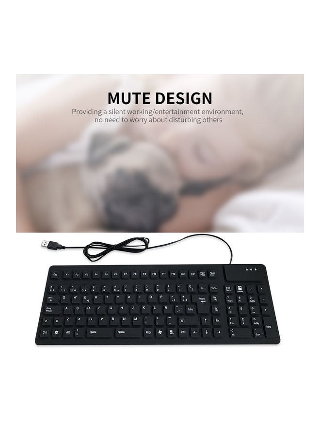 NIBEMINENT 105-Key Wired Silicone Foldable Keyboard Black - Image 5
