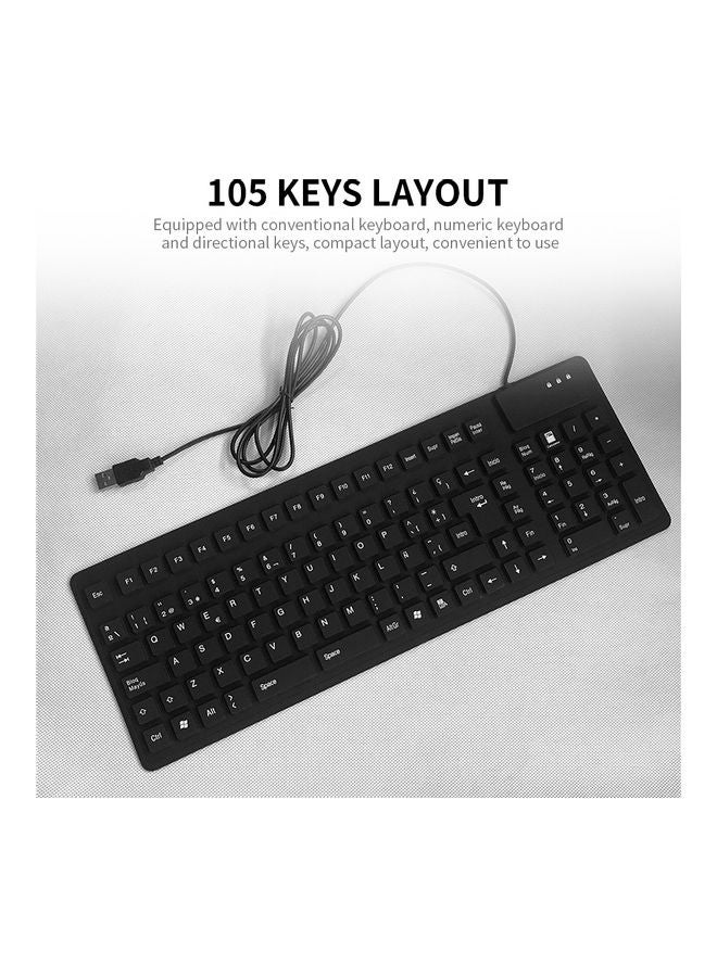 NIBEMINENT 105-Key Wired Silicone Foldable Keyboard Black - Image 2