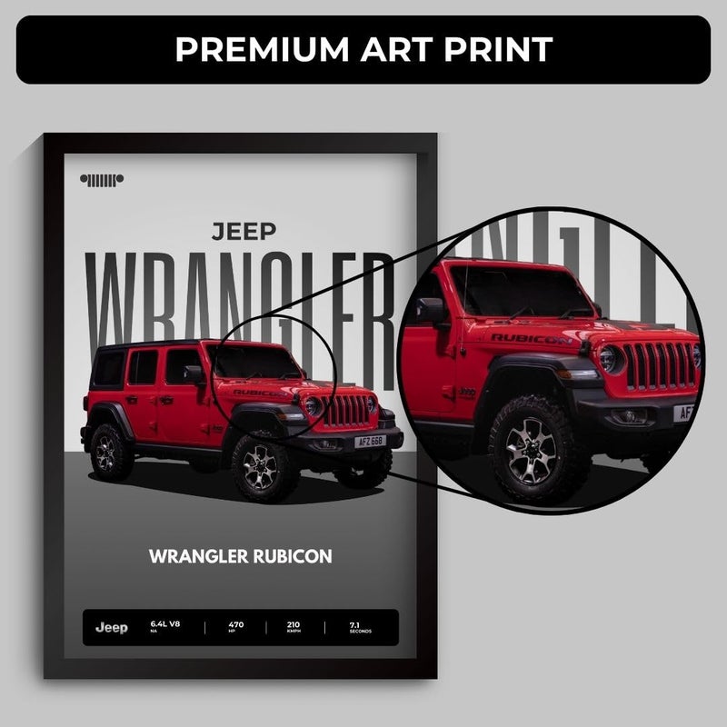 Funk You Store Jeep Wrangler Poster | Framed Poster of Jeep Wrangler Rubican A4 Sized (31 x 23 cm) | Car Posters for Wall, Gift for Boys, Car for Wall, Bedroom, Hostel, Study Room - Image 4