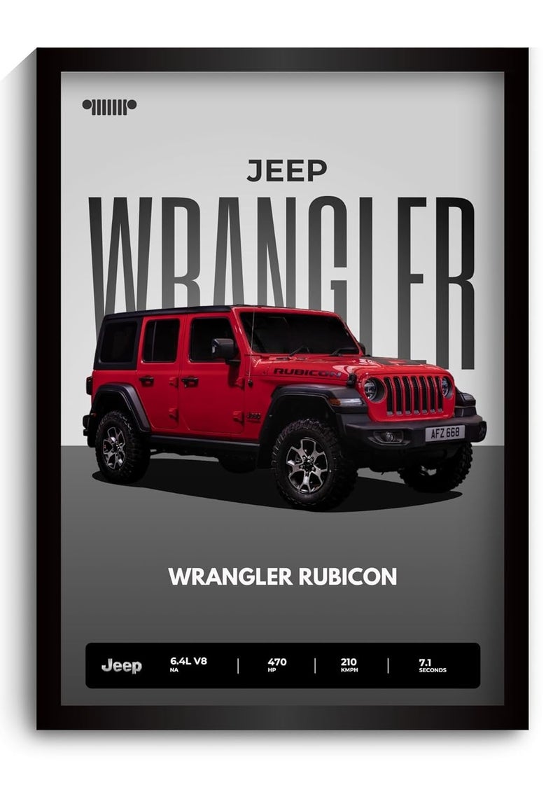 Funk You Store Jeep Wrangler Poster | Framed Poster of Jeep Wrangler Rubican A4 Sized (31 x 23 cm) | Car Posters for Wall, Gift for Boys, Car for Wall, Bedroom, Hostel, Study Room - Image 1