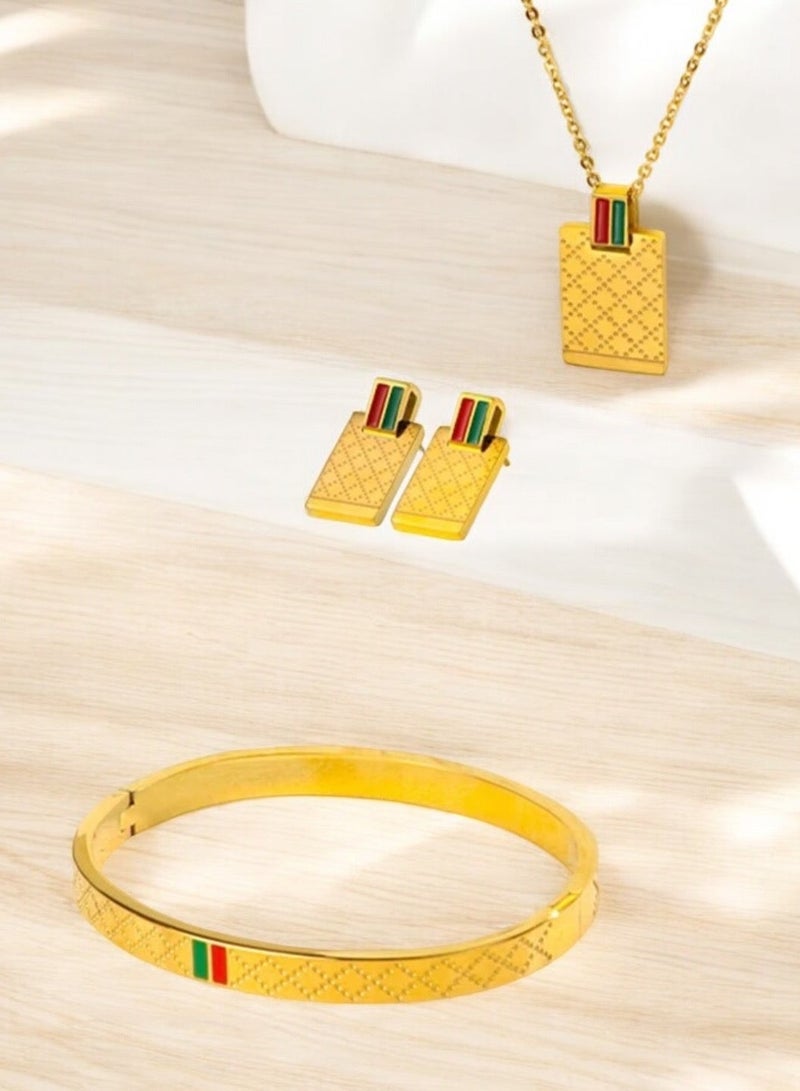 Attractives Trendy Stainless Steel Gold Plated Jewellery Set For Women - Image 3