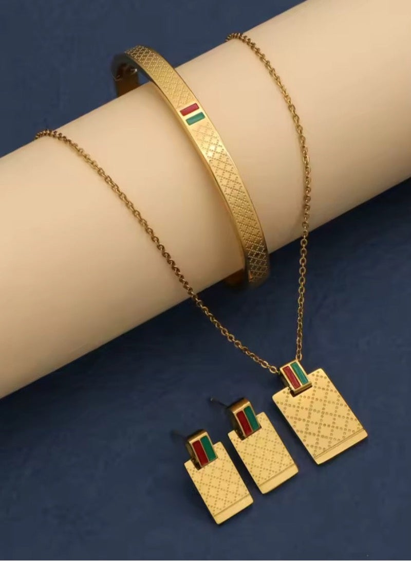 Attractives Trendy Stainless Steel Gold Plated Jewellery Set For Women - Image 2