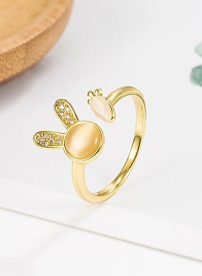 تايك تو Golden Bunny And Carrot Adjustable Ring