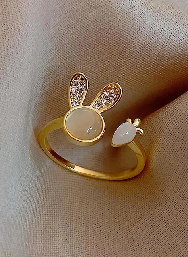 تايك تو Golden Bunny And Carrot Adjustable Ring