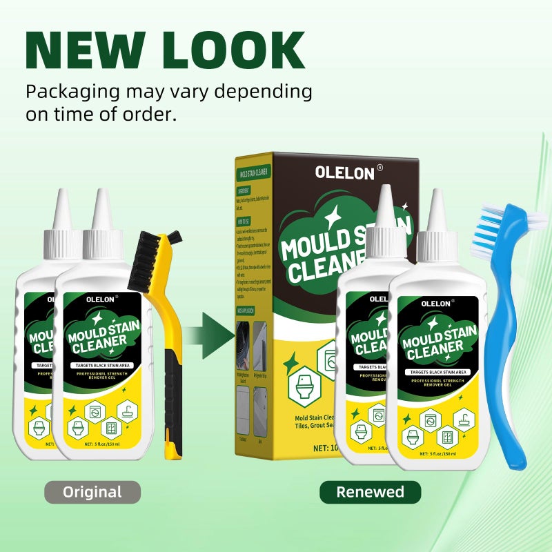 OLELON 2 Pcs Household Stain Remover Gel, Washing Machine Cleaner with Brush, Stain Remover Gel for Tile Grout Washer Cleaner, Wall, Sealant, Glass, Kitchen, Sinks - Image 2