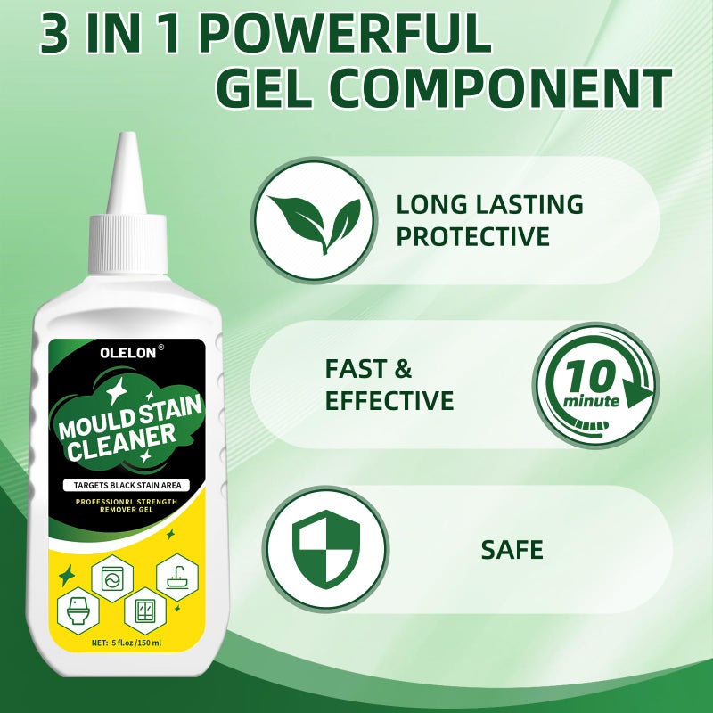 OLELON 2 Pcs Household Stain Remover Gel, Washing Machine Cleaner with Brush, Stain Remover Gel for Tile Grout Washer Cleaner, Wall, Sealant, Glass, Kitchen, Sinks - Image 5